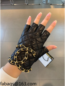 Chanel Lambskin Chain Gloves Black/Gold 2021 102931