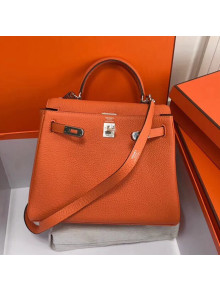 Hermes Kelly 25cm/28cm/32cm Togo Leather Bag Orange(Silver Hardware)