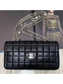 Chanel Quilted Goatskin Flap Evening Clutch with Chain Black 2019