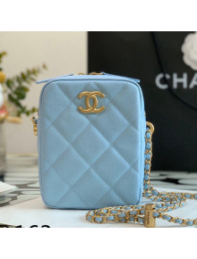 Chanel Iridescent Grained Calfskin Camera Bag AS2857 Light Blue 2021