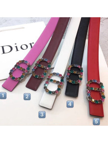Dior Multicolor Crystal CD Buckle 30mm Belt 