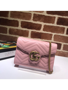 Gucci GG Marmont Matelasse Leather Chain Mini Bag 474575 Light Pink 2022