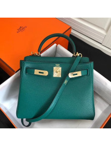 Hermes Kelly 25cm/28cm/32cm Togo Leather Bag Malachite Green(Gold Hardware)