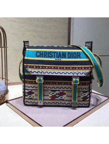 Dior Diorcamp Messenger Bag in Multicolored Embroidered Canvas Blue 2019