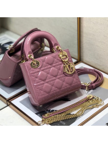 Dior Lady Dior Mini Bag in Patent Leather Pinkish Purple/Gold 2022 8203  