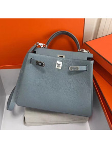 Hermes Kelly 25cm/28cm/32cm Togo Leather Bag Light Blue（Silver Hardware)