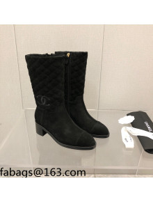 Chanel Suede Short Boots 4.5cm Black 2021 1111110
