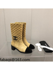 Chanel Suede Short Boots 4.5cm Beige 2021 1111111