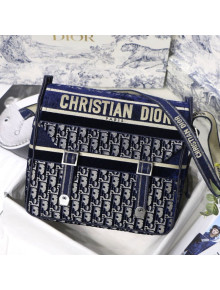 Dior Diorcamp Messenger Bag in Blue Oblique Embroidered Velvet 2020