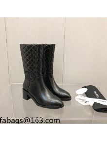 Chanel Leather Short Boots 4.5cm Black 2021 1111112