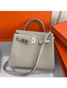 Hermes Kelly 25cm/28cm/32cm Togo Leather Bag Light Grey(Silver Hardware)