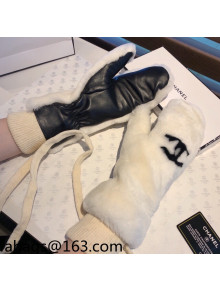 Chanel Lambskin and Rabbit Fur Long Gloves White 2021 102902