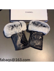 Chanel Lambskin and Rabbit Fur Short Gloves Black 2021 102904