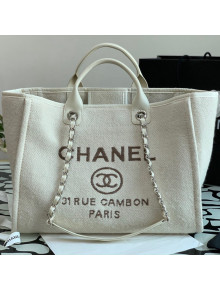 Chanel Deauville Mixed Fibers Large Shopping Bag A66941 White 2021