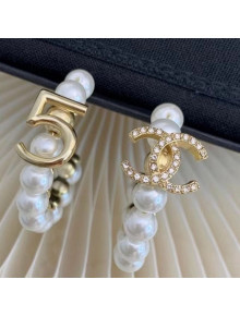Chanel Pearl CC 5 AB Hoop Earrings White/Gold 2021
