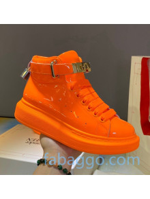 Alexander McQueen Patent Leather Sneakers with Lock Charm Orange 2020 (For Women and Men)