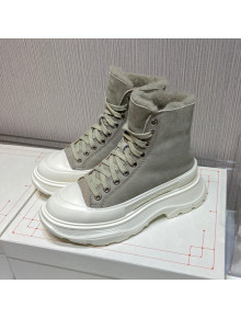Alexander Mcqueen Suede and Wool Sneaker Boots Grey 2021 111830
