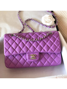 Chanel Lambskin Medium Classic Flap Bag A01112 Purple/Silver 2022