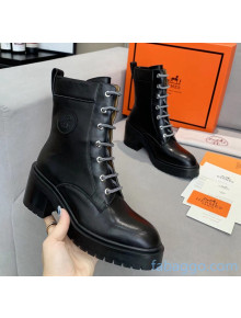 Hermes Calfskin Bridge Ankle Boot With 7cm Heel Black 2020