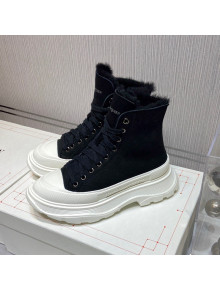 Alexander Mcqueen Suede and Wool Sneaker Boots Black 2021 111831
