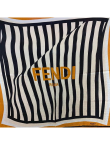 Fendi Pequin Striped Silk Square Scarf 90x90cm Orange 2021