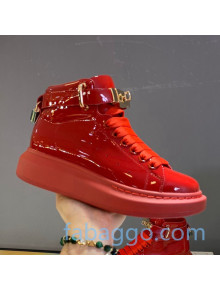 Alexander McQueen Patent Leather Sneakers with Lock Charm Red 2020 (For Women and Men)