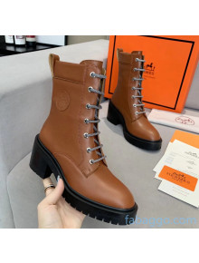 Hermes Calfskin Bridge Ankle Boot With 7cm Heel Brown 2020