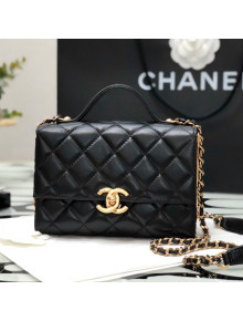 Chanel Lambskin & Gold Metal Mini Flap Bag with Top Handle AS2796 Black 02 2021
