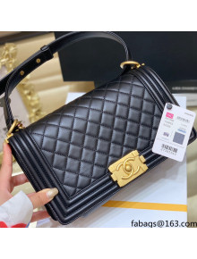 Chanel Quilted Original Lambskin Leather Medium Boy Flap Bag Black/Gold (Top Quality)