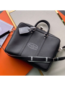 Louis Vuitton Men's Porte Documents Voyage Top Handle Bag with LV Stamp Print M30365 Black 2020