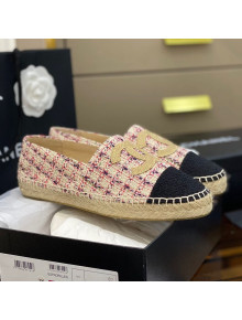 Chanel Embroidered CC Tweed Espadrilles Pink 2021 29