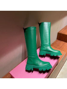 Gia Couture x Pernille Calfskin Platform High Boots Green 2021