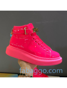 Alexander McQueen Patent Leather Sneakers with Lock Charm Hot Pink 2020 (For Women and Men)