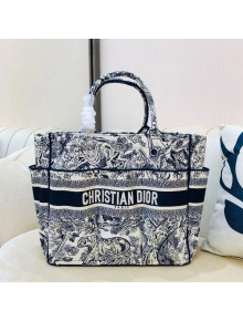 Dior Large Catherine Tote Bag in Blue Toile de Jouy Embroidery 2020