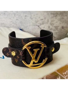 Louis Vuitton LV Circle Monogram Canvas and Calfskin Cuff Bracelet 01 2021