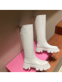 Gia Couture x Pernille Calfskin Platform High Boots White 2021 02