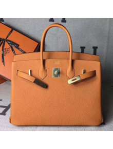 Hermes Original Togo Leather Birkin 25/30/35 Handbag Orange (Gole-tone Hardware)