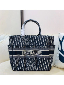 Dior Large Catherine Tote Bag in Blue Oblique Embroidery 2020