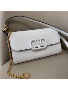 Valentino VSling Grainy Calfskin Wallet with Chain Strap 0999 White 2020