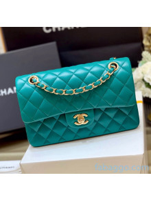 Chanel Quilted Lambskin Small Classic Flap Bag A01113 Origiinal Quality Cyan/Gold 2021 