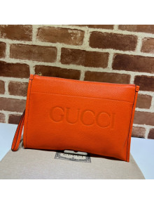 Gucci Leather Pouch with Gucci logo 681200 Orange 2022