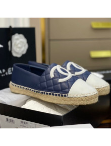 Chanel CC Quilted Lambskin Espadrilles Navy Blue 2021 36