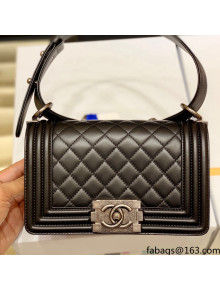 Chanel Quilted Original Lambskin Leather Small Boy Flap Bag Black/Silver (Top Quality)