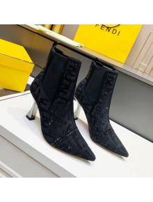 Fendi Colibri FF Crystal Ankle Boots 8.5cm Black 2021