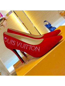 Louis Vuitton Call Back Suede Crystal Signature High-Heel Pump 1A5L0M Red 2019