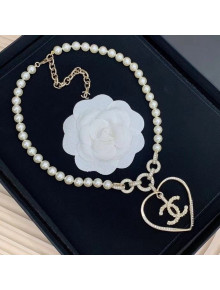 Chanel Pearl Heart Earrings Gold/White 2021