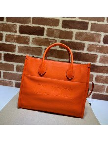 Gucci Leather Small Tote Bag with Gucci logo 674822 Orange 2022