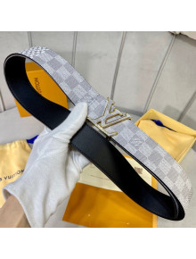 Louis Vuitton Damier Canvas and Calfskin Belt 4cm with LV Buckle Light Grey/Gold 2021