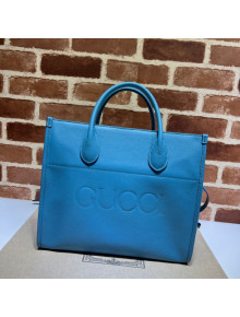 Gucci Leather Small Tote Bag with Gucci logo 674822 Blue 2022
