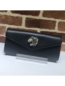Gucci Broadway Leather Clutch with Tiger 576532 Black 2019